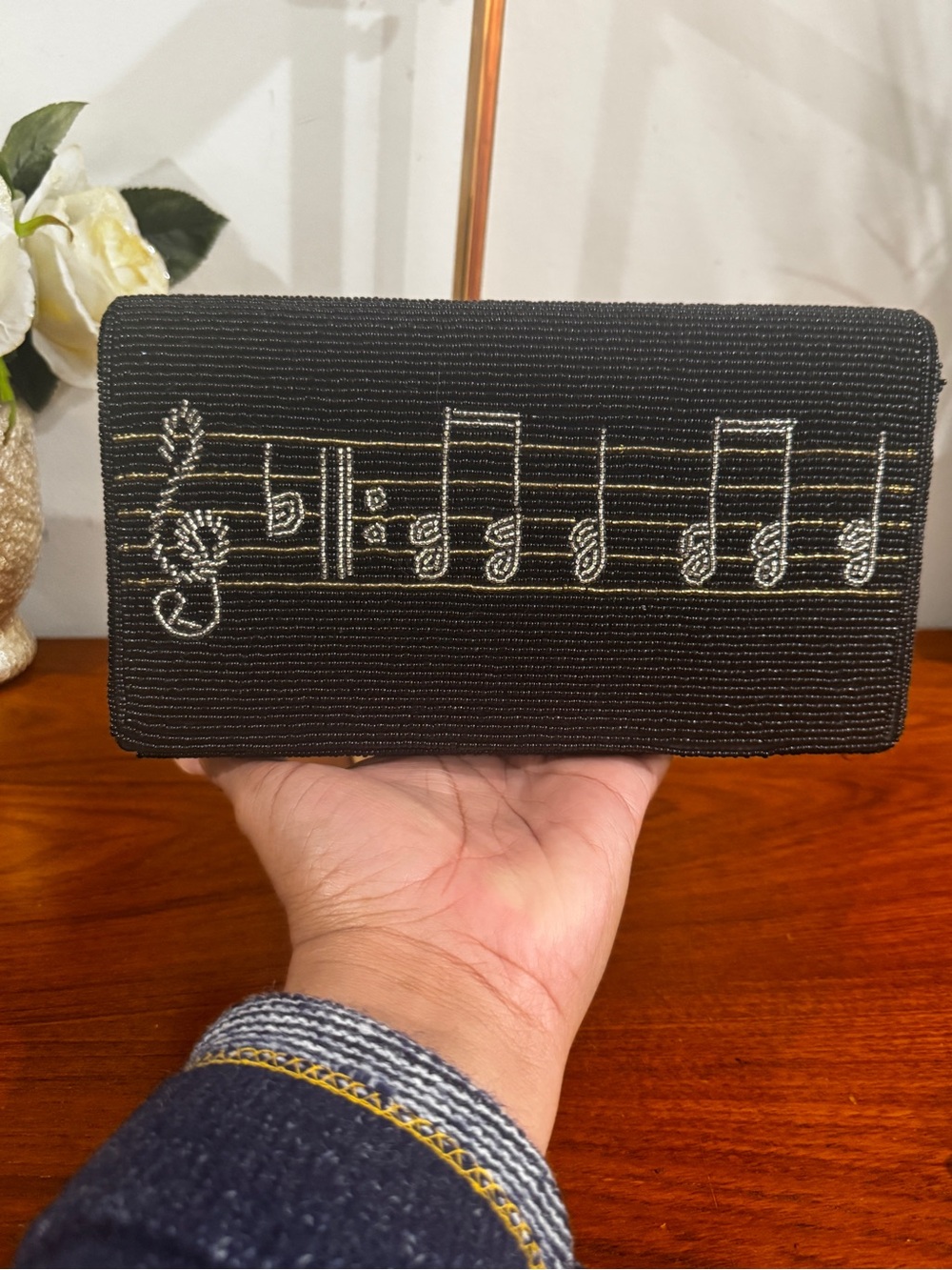 Albert elovitz Black Beaded Music Note Clutch - Picture 10 of 13